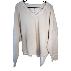 Fabletics Beige Super Soft Asymmetrical V-Neck Sweater